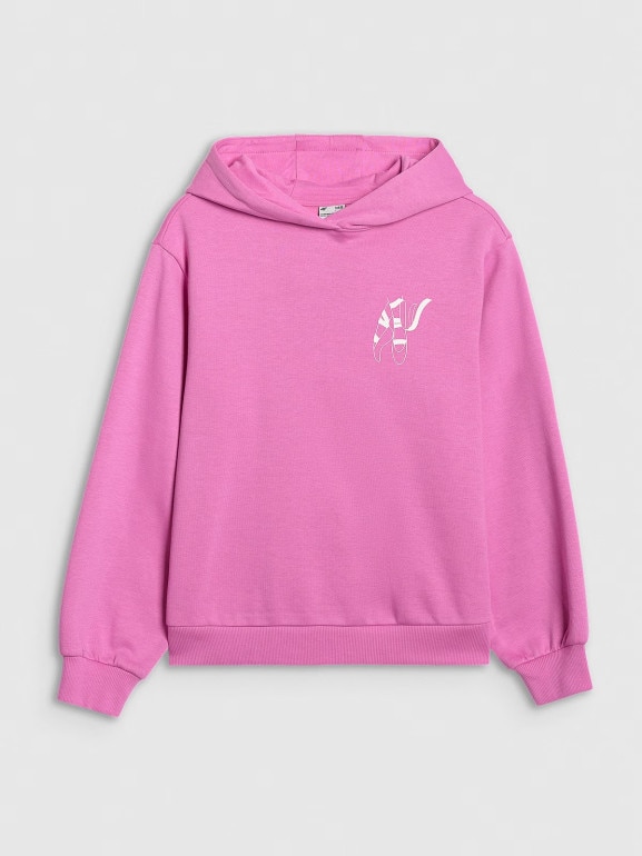 Dziewczęca bluza nierozpinana z kapturem 4F 4FJWAW25TSWSF2147 - różowa