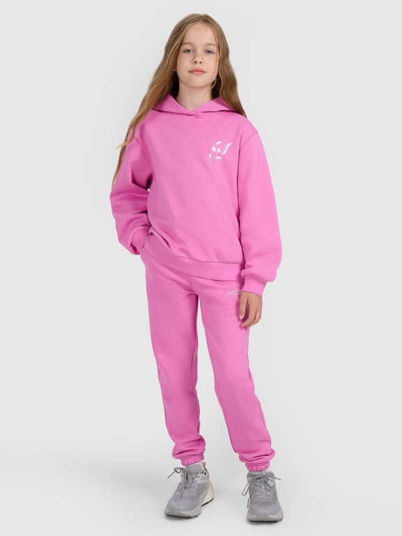 Dziewczęca bluza nierozpinana z kapturem 4F 4FJWAW25TSWSF2147 - różowa