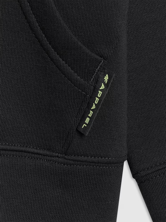 Chłopięca bluza ze stójką bez kaptura 4F 4FJWAW25TSWSM1956 - czarna