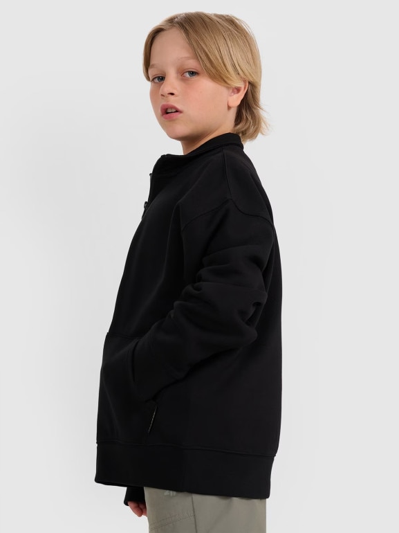 Chłopięca bluza ze stójką bez kaptura 4F 4FJWAW25TSWSM1956 - czarna