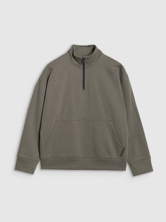 Chłopięca bluza ze stójką bez kaptura 4F 4FJWAW25TSWSM1956 - khaki