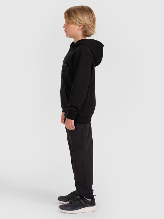 Chłopięca bluza nierozpinana z kapturem 4F 4FJWAW25TSWSM1958 - czarna