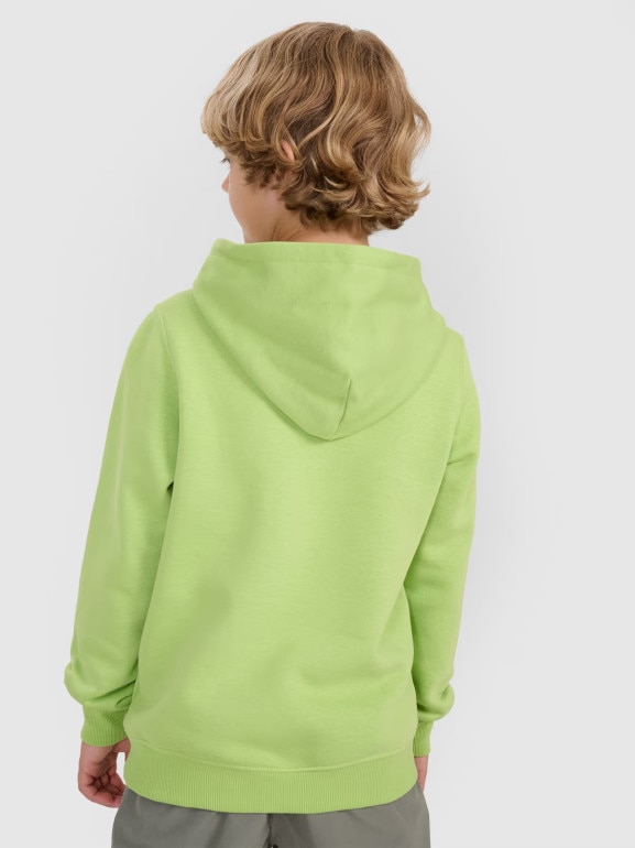 Chłopięca bluza nierozpinana z kapturem 4F 4FJWAW25TSWSM1958 - zielona