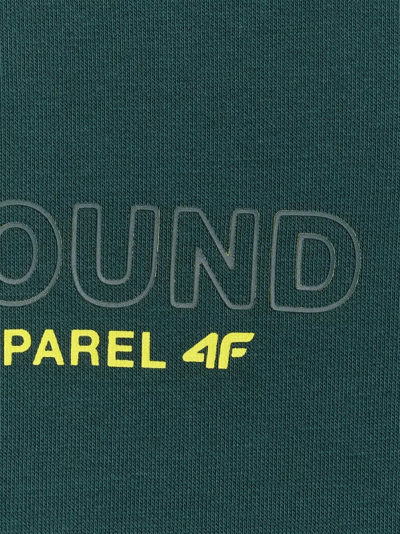 Chłopięca bluza nierozpinana z kapturem 4F 4FJWAW25TSWSM1959 - zielona
