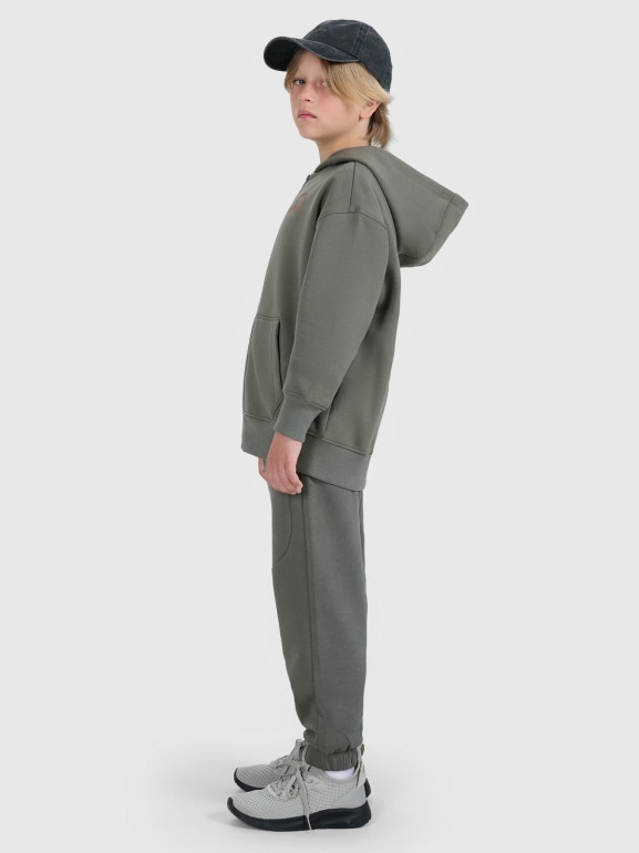 Chłopięca bluza rozpinana z kapturem 4F 4FJWAW25TSWSM2135 - khaki