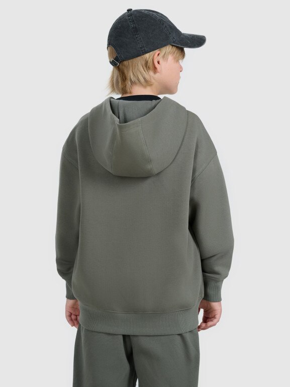 Chłopięca bluza rozpinana z kapturem 4F 4FJWAW25TSWSM2135 - khaki