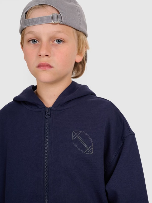 Chłopięca bluza rozpinana z kapturem 4F 4FJWAW25TSWSM2135 - granatowa