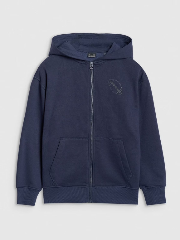 Chłopięca bluza rozpinana z kapturem 4F 4FJWAW25TSWSM2135 - granatowa