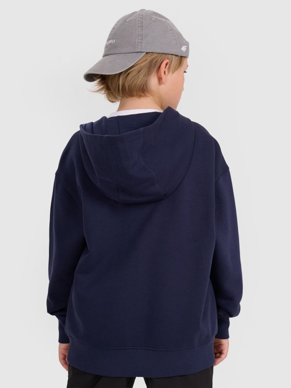 Chłopięca bluza rozpinana z kapturem 4F 4FJWAW25TSWSM2135 - granatowa