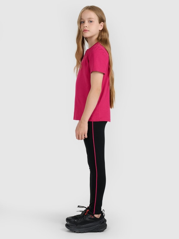 Dziewczęce legginsy dzianinowe 4F 4FJWAW25TTIGF243 - czarne