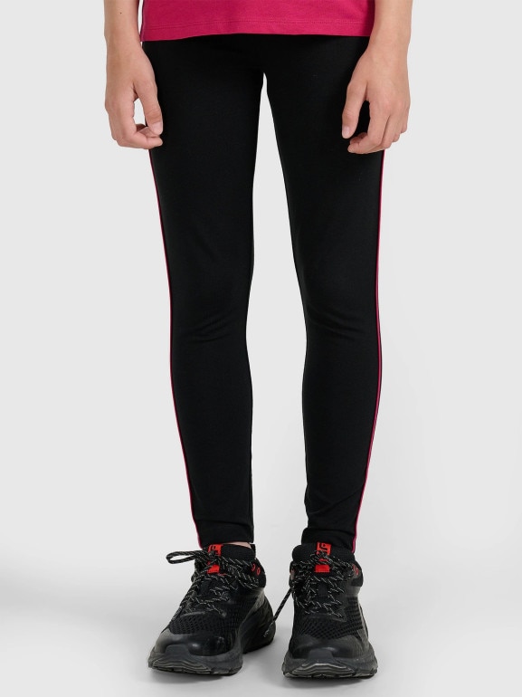 Dziewczęce legginsy dzianinowe 4F 4FJWAW25TTIGF243 - czarne