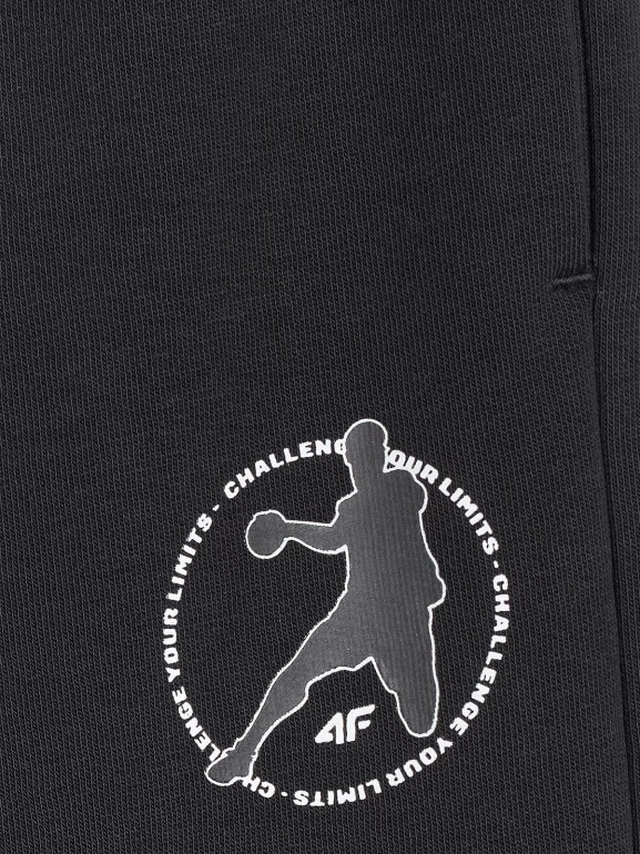 Chłopięce spodnie dresowe joggery 4F 4FJWAW25TTROM1258 - czarne