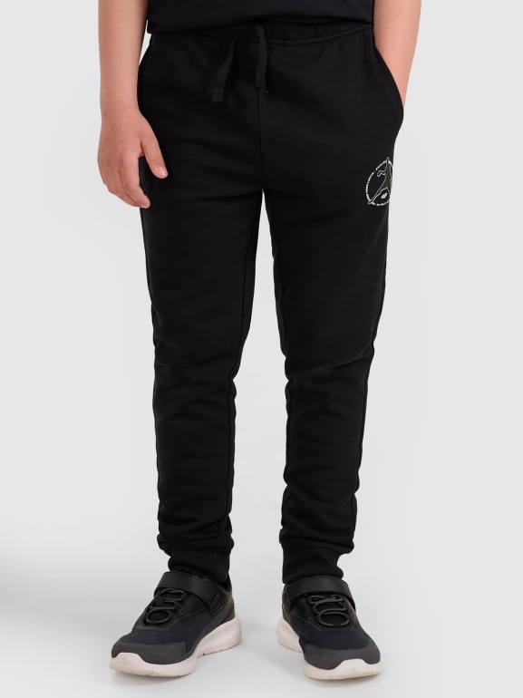 Chłopięce spodnie dresowe joggery 4F 4FJWAW25TTROM1258 - czarne