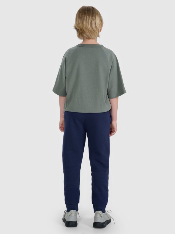 Chłopięce spodnie dresowe joggery 4F 4FJWAW25TTROM1258 - granatowe