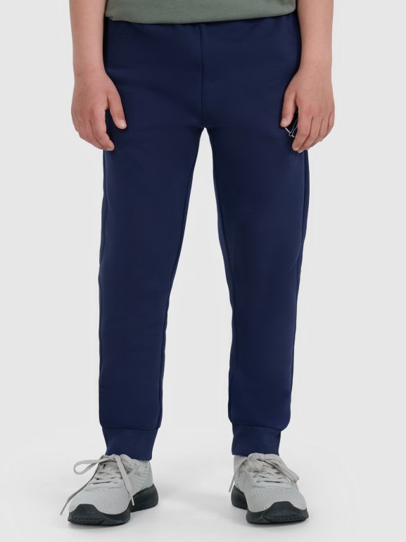 Chłopięce spodnie dresowe joggery 4F 4FJWAW25TTROM1258 - granatowe