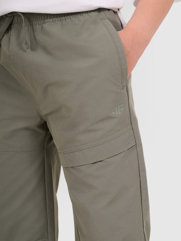 Chłopięce spodnie joggery casual 4F 4FJWAW25TTROM1259 - szare