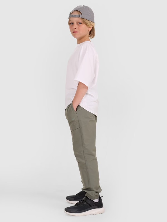 Chłopięce spodnie joggery casual 4F 4FJWAW25TTROM1259 - szare