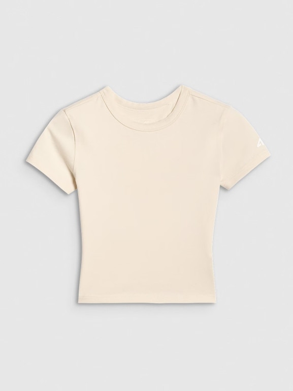 Dziewczęcy crop top 4F 4FJWAW25TTSHF2393 - biały