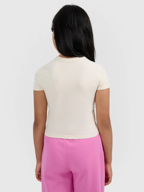 Dziewczęcy crop top 4F 4FJWAW25TTSHF2393 - biały