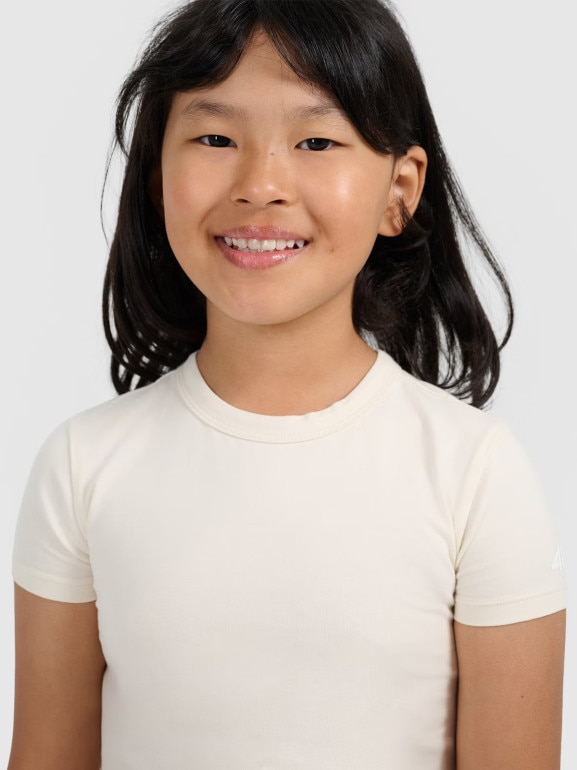 Dziewczęcy crop top 4F 4FJWAW25TTSHF2393 - biały