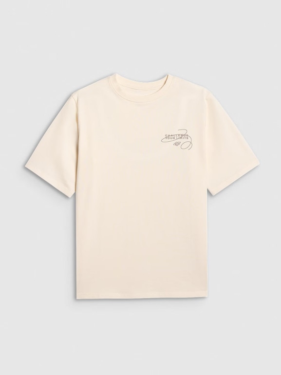 Dziewczęcy t-shirt oversize z nadrukiem 4F 4FJWAW25TTSHF2394 - biały