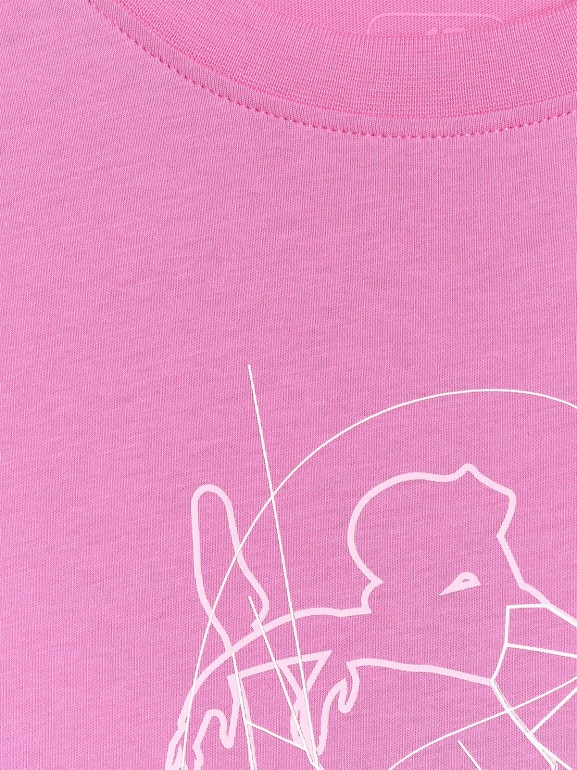 Dziewczęcy t-shirt oversize z nadrukiem 4F 4FJWAW25TTSHF2395 - różowy