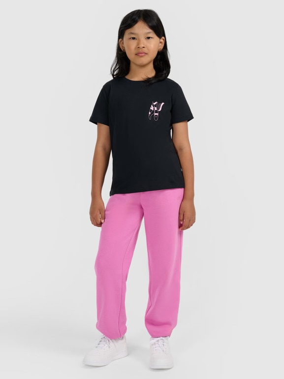 Dziewczęcy t-shirt z nadrukiem 4F 4FJWAW25TTSHF2396 - czarny