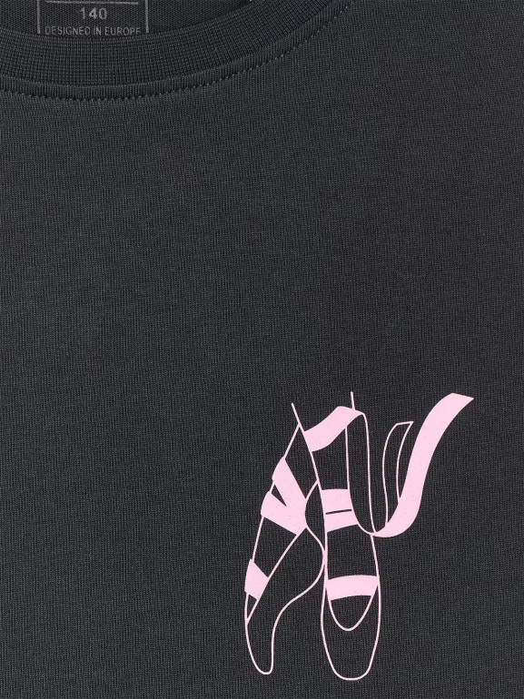 Dziewczęcy t-shirt z nadrukiem 4F 4FJWAW25TTSHF2396 - czarny