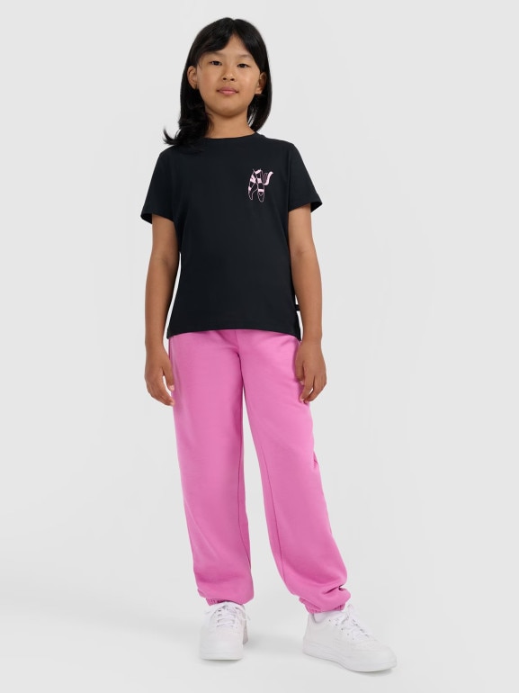 Dziewczęcy t-shirt z nadrukiem 4F 4FJWAW25TTSHF2396 - czarny