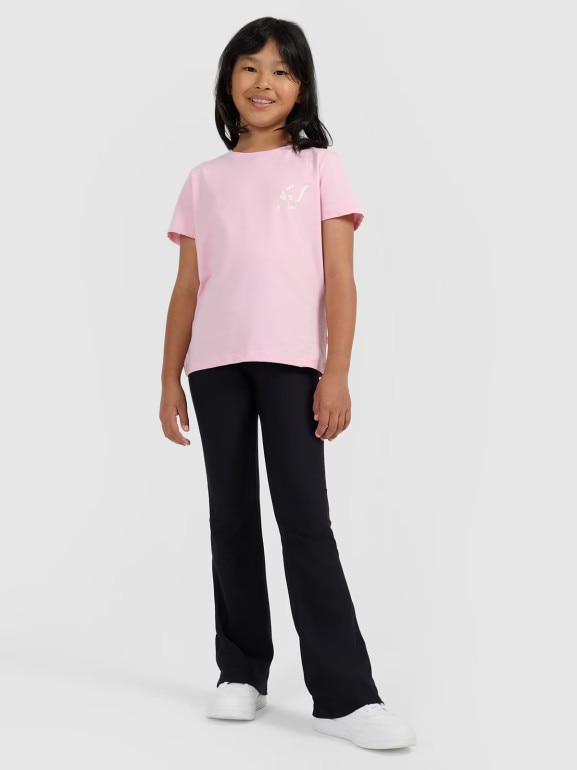 Dziewczęcy t-shirt z nadrukiem 4F 4FJWAW25TTSHF2396 - różowy