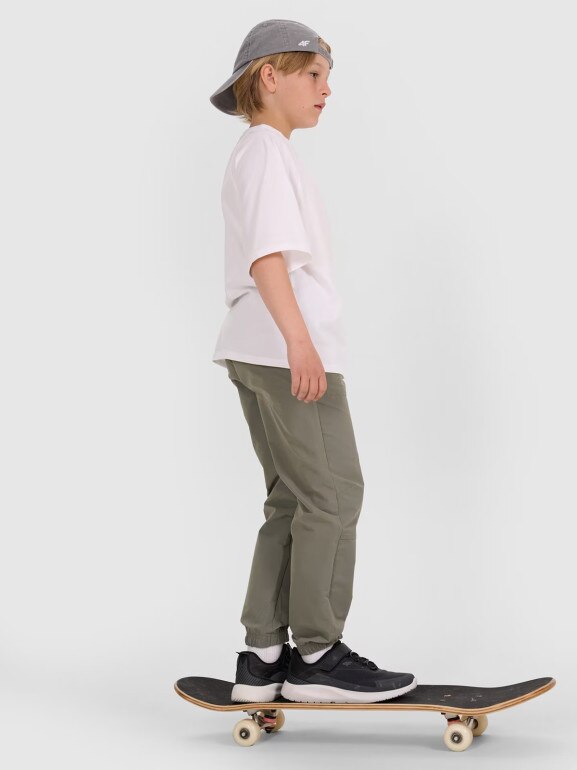 Chłopięcy t-shirt oversize 4F 4FJWAW25TTSHM2411 - biały