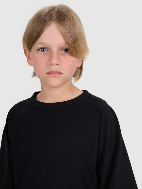 Chłopięcy t-shirt oversize 4F 4FJWAW25TTSHM2411 - czarny