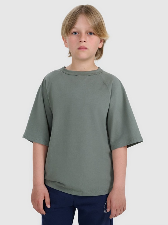 Chłopięcy t-shirt oversize 4F 4FJWAW25TTSHM2411 - khaki