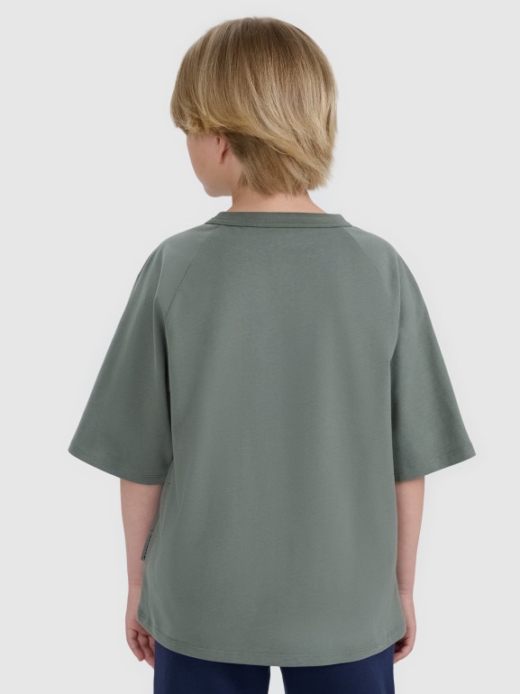 Chłopięcy t-shirt oversize 4F 4FJWAW25TTSHM2411 - khaki