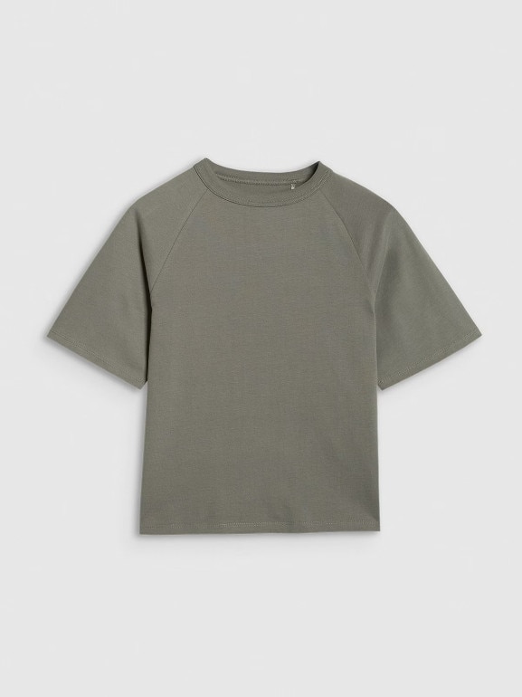 Chłopięcy t-shirt oversize 4F 4FJWAW25TTSHM2411 - khaki
