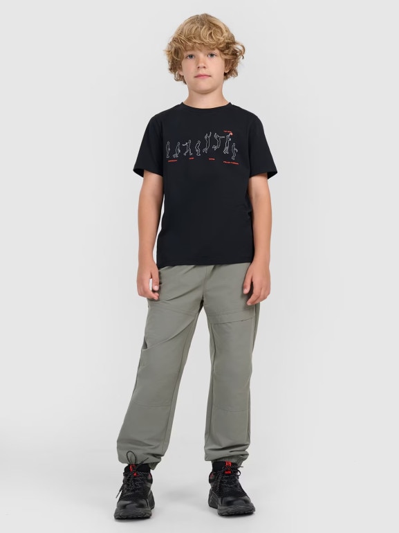 Chłopięcy t-shirt z nadrukiem 4F 4FJWAW25TTSHM2414 - czarny