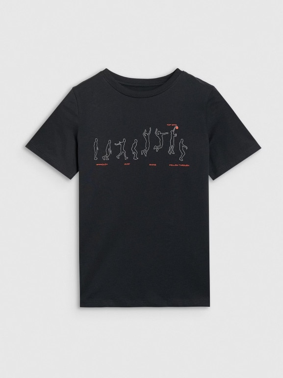 Chłopięcy t-shirt z nadrukiem 4F 4FJWAW25TTSHM2414 - czarny