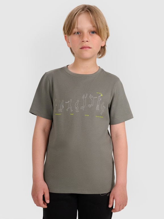 Chłopięcy t-shirt z nadrukiem 4F 4FJWAW25TTSHM2414 - szara