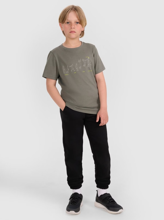 Chłopięcy t-shirt z nadrukiem 4F 4FJWAW25TTSHM2414 - szara