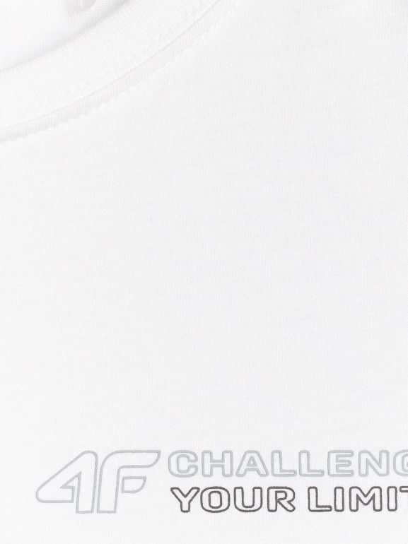 Chłopięcy t-shirt z nadrukiem 4F 4FJWAW25TTSHM2415 - biały