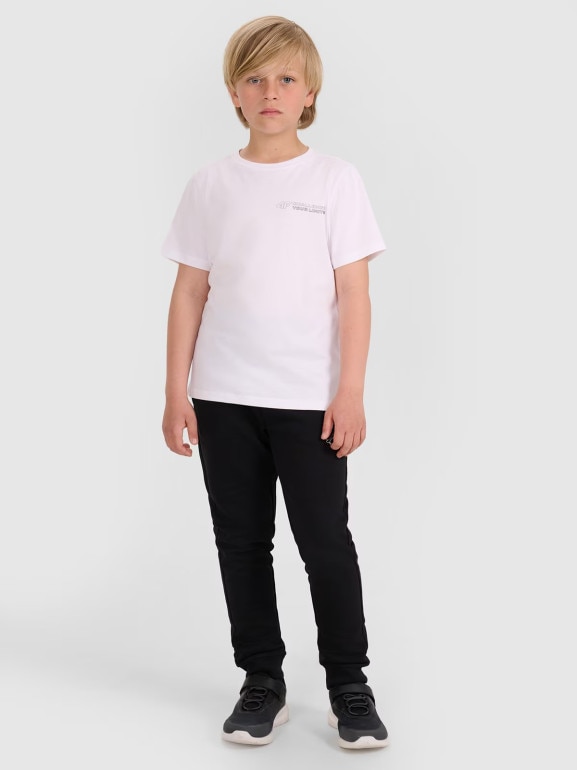 Chłopięcy t-shirt z nadrukiem 4F 4FJWAW25TTSHM2415 - biały
