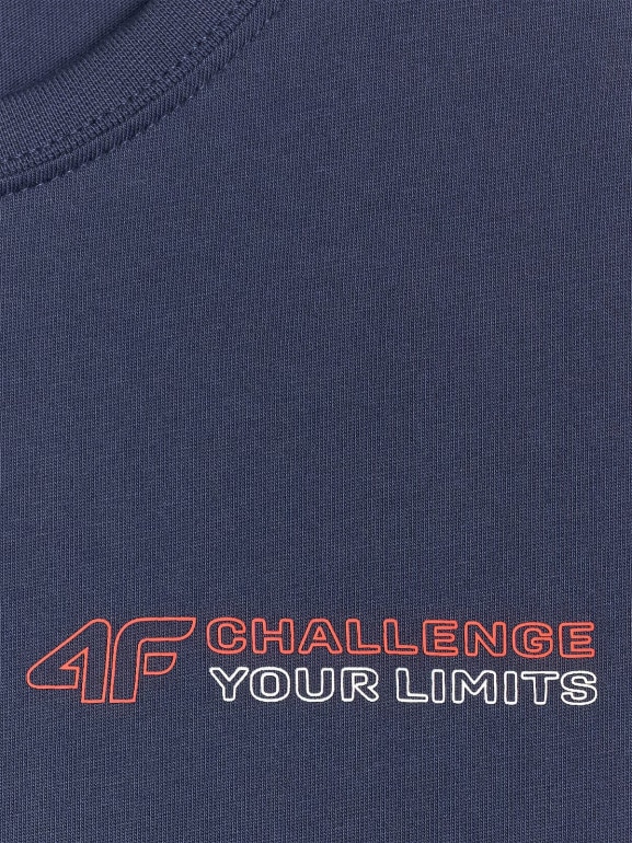 Chłopięcy t-shirt z nadrukiem 4F 4FJWAW25TTSHM2415 - granatowy
