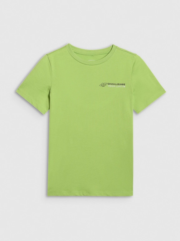 Chłopięcy t-shirt z nadrukiem 4F 4FJWAW25TTSHM2415 - zielony