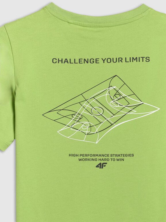 Chłopięcy t-shirt z nadrukiem 4F 4FJWAW25TTSHM2415 - zielony
