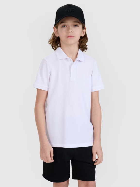 Dziecięca koszulka polo 4F 4FJWMM00TPTSU513 - biała