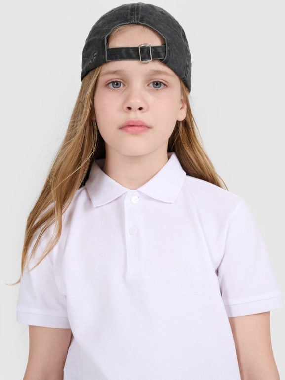 Dziecięca koszulka polo 4F 4FJWMM00TPTSU513 - biała
