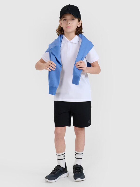 Dziecięca koszulka polo 4F 4FJWMM00TPTSU513 - biała