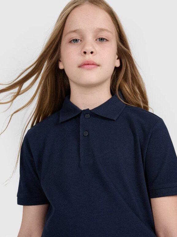 Dziecięca koszulka polo 4F 4FJWMM00TPTSU513 - granatowa