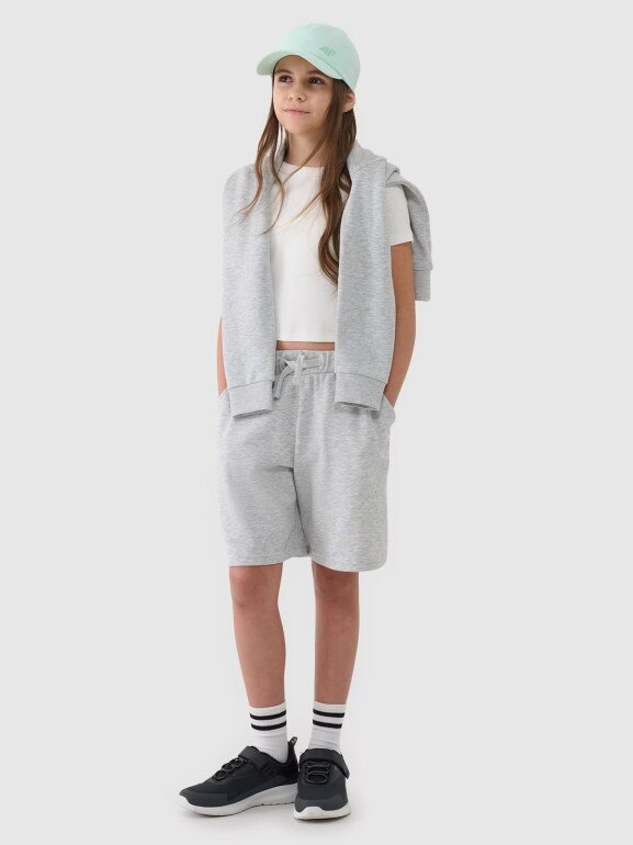 Dziewczęce spodenki dresowe 4F 4FJWMM00TSHOF630 - szare