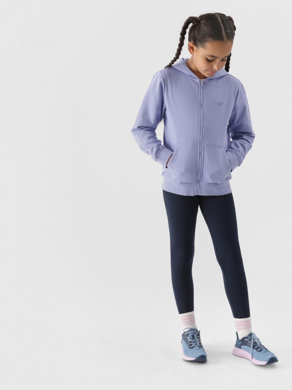 Dziewczęca bluza dresowa rozpinana z kapturem 4F 4FJWMM00TSWSF1315 - niebieska
